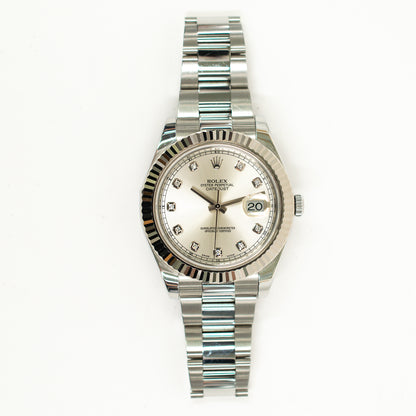 Rolex Datejust II Silver Diamond Dial 116334