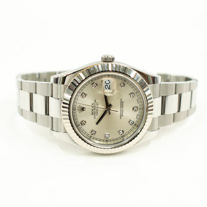 Rolex Datejust II Silver Diamond Dial 116334