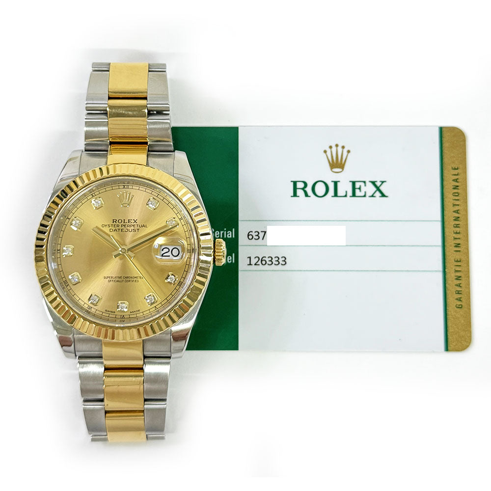 Rolex Datejust 41mm Champagne Diamond Dial Oyster 126333