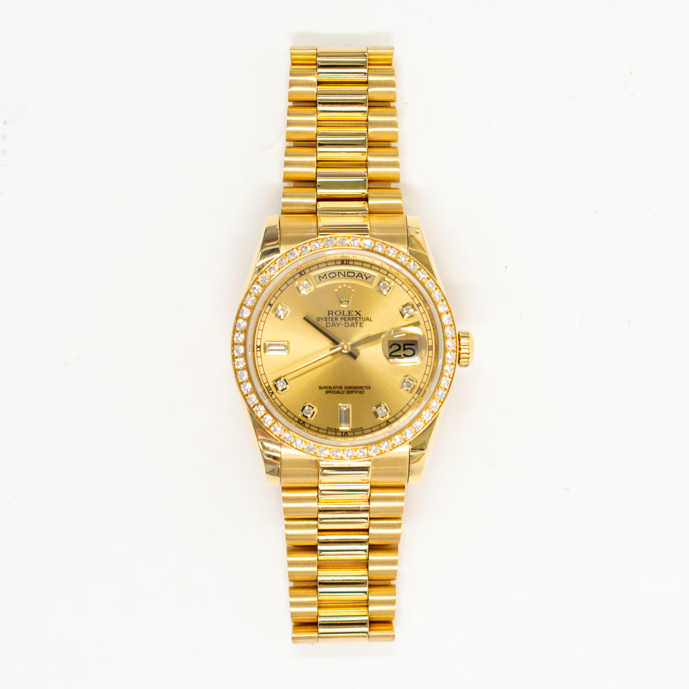 Rolex Day-Date 36mm Champagne Diamond Dial 118348A (2017)