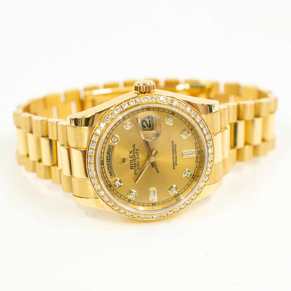 Rolex Day-Date 36mm Champagne Diamond Dial 118348A (2017)