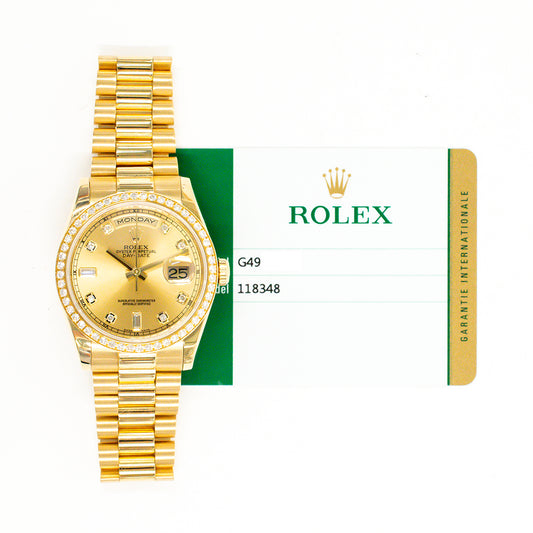 Rolex Day-Date 36mm Champagne Diamond Dial 118348A (2017)
