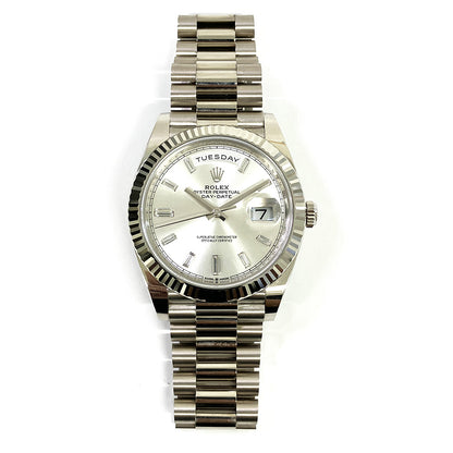 Rolex Day-Date 40mm Silver Diamond Dial 228239