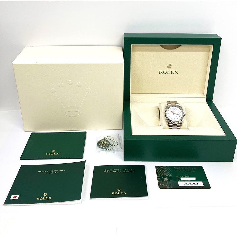 Rolex Day-Date 40mm Silver Diamond Dial 228239