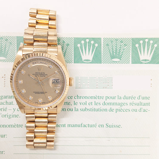Rolex Day-Date President 36mm Champagne Diamond Dial 18238G