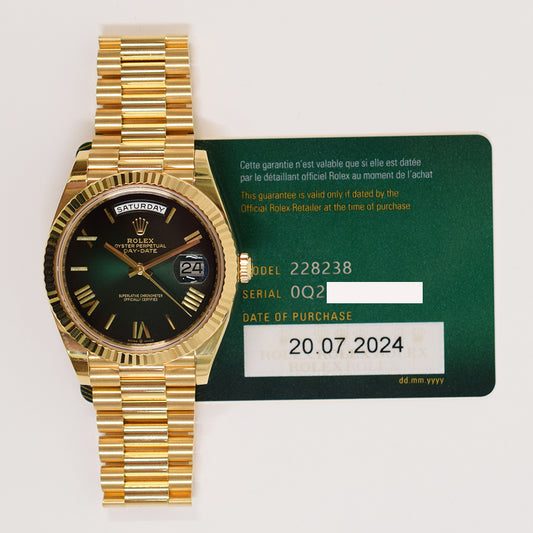 Rolex Day-Date 40mm Green Ombre Roman Dial 228238 (2024)