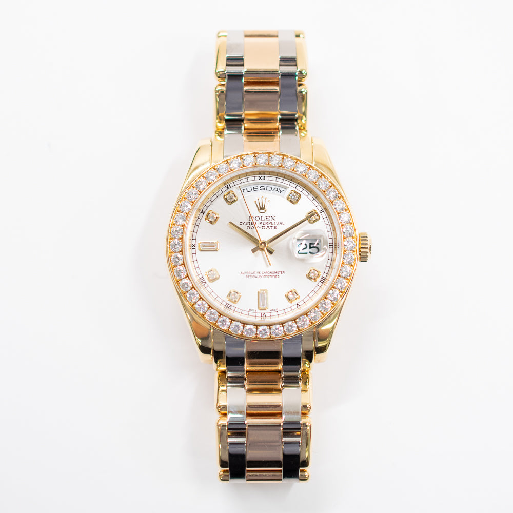 Rolex Day-Date Pearlmaster 39mm Silver Diamond Dial 18948 (2005)