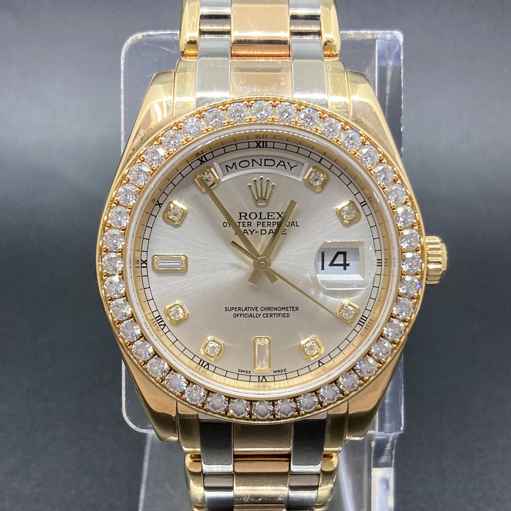 Rolex Day-Date Pearlmaster 39mm Silver Diamond Dial 18948 (2005)