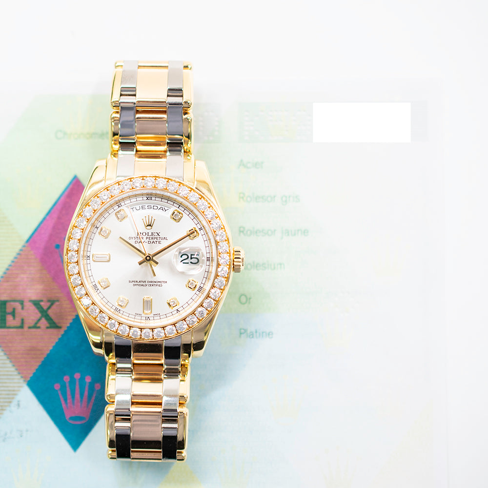 Rolex Day-Date Pearlmaster 39mm Silver Diamond Dial 18948 (2005)