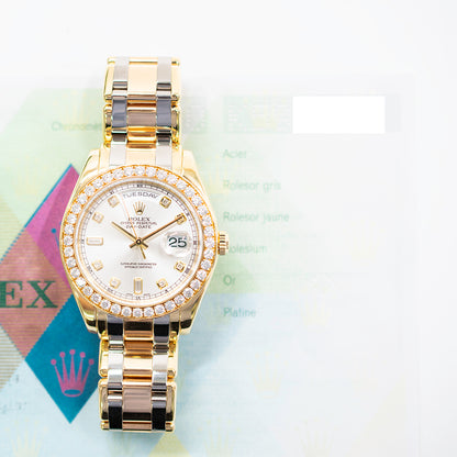Rolex Day-Date Pearlmaster 39mm Silver Diamond Dial 18948 (2005)