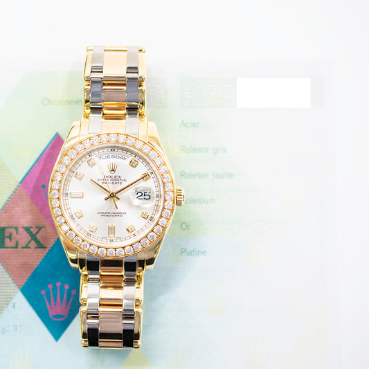 Rolex Day-Date Pearlmaster 39mm Silver Diamond Dial 18948 (2005)