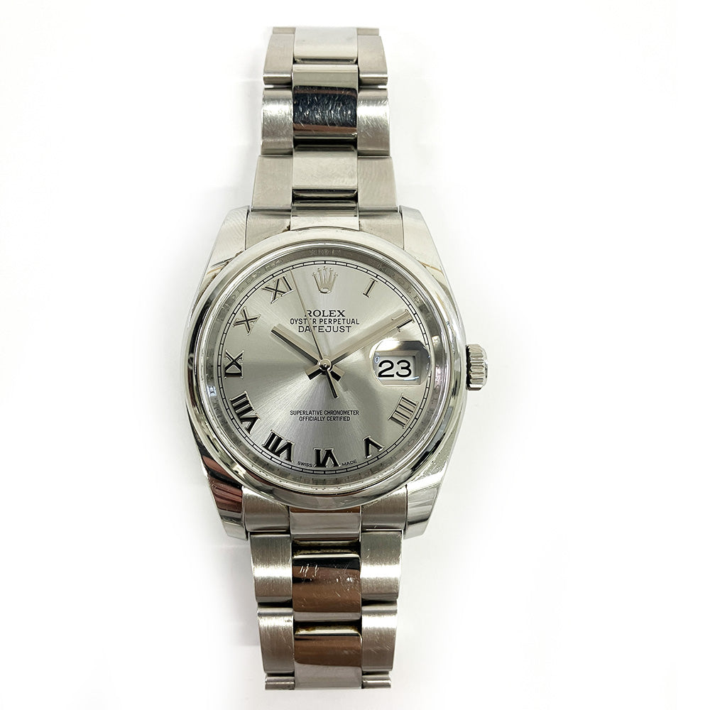 Rolex Datejust 36mm Rhodium Roman Dial 116200