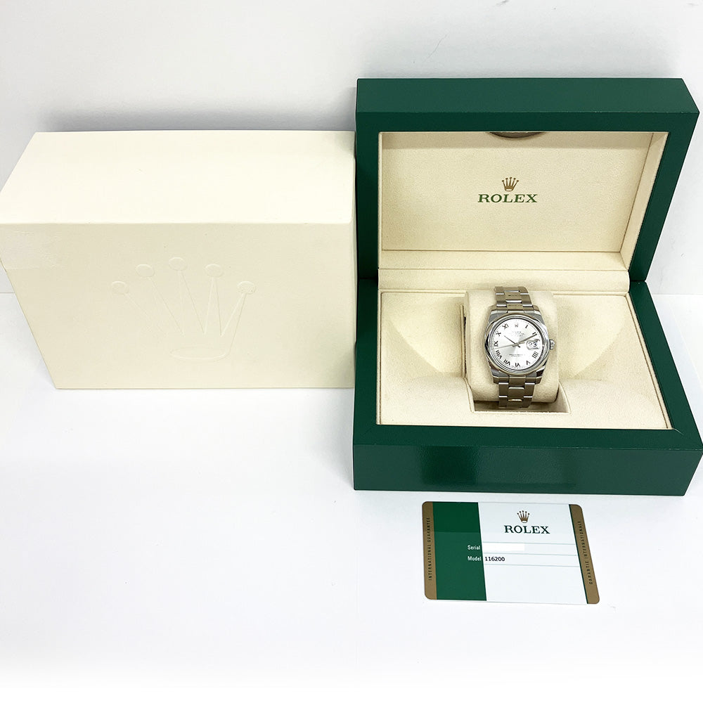 Rolex Datejust 36mm Rhodium Roman Dial 116200