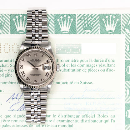 Rolex Datejust 36mm Silver Roman Dial 16234 (2000)