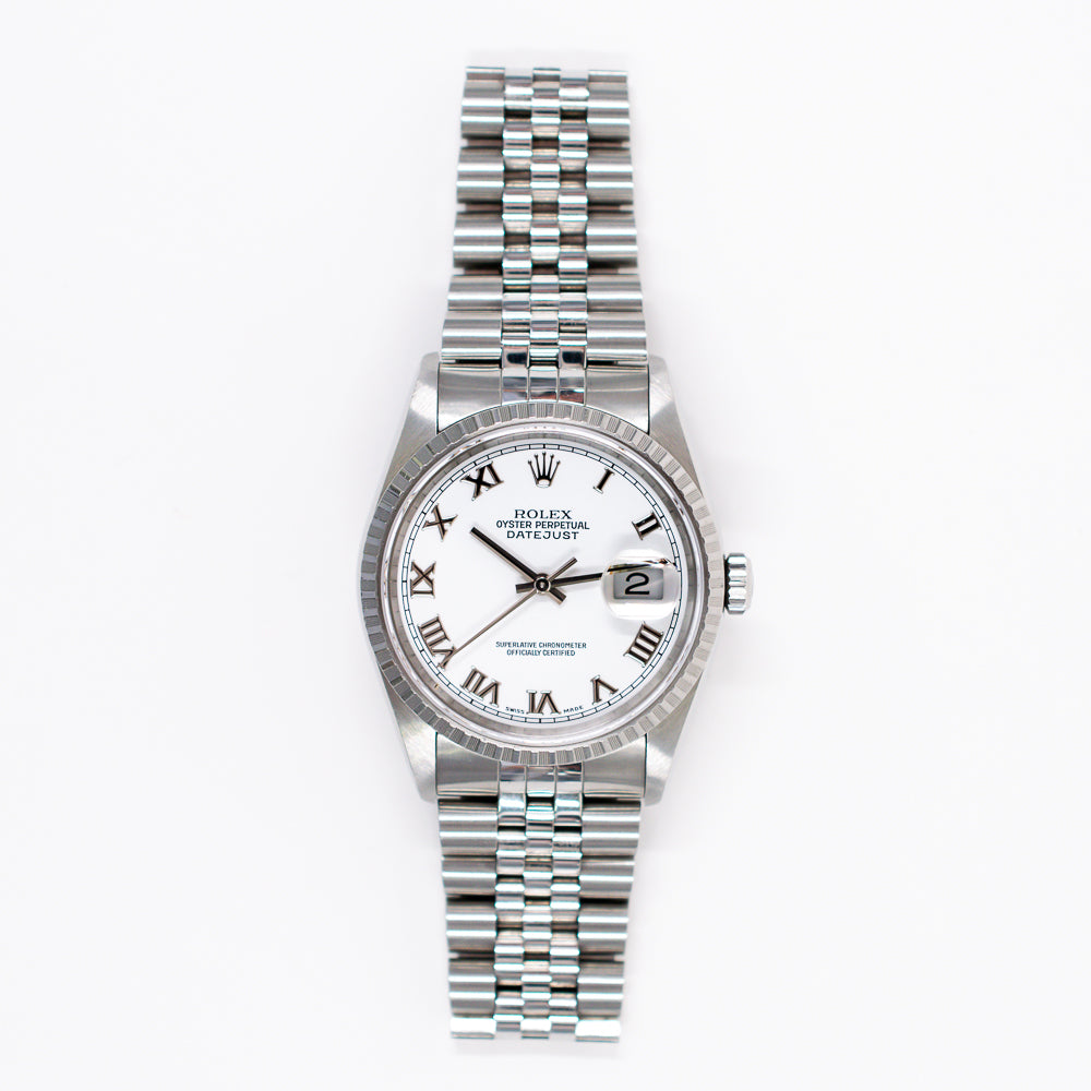 Rolex Datejust 36mm White Roman Dial 16220 (2000)