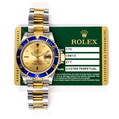 Rolex Submariber Date 40mm Champagne Diamond Dial 16613SG (2010)