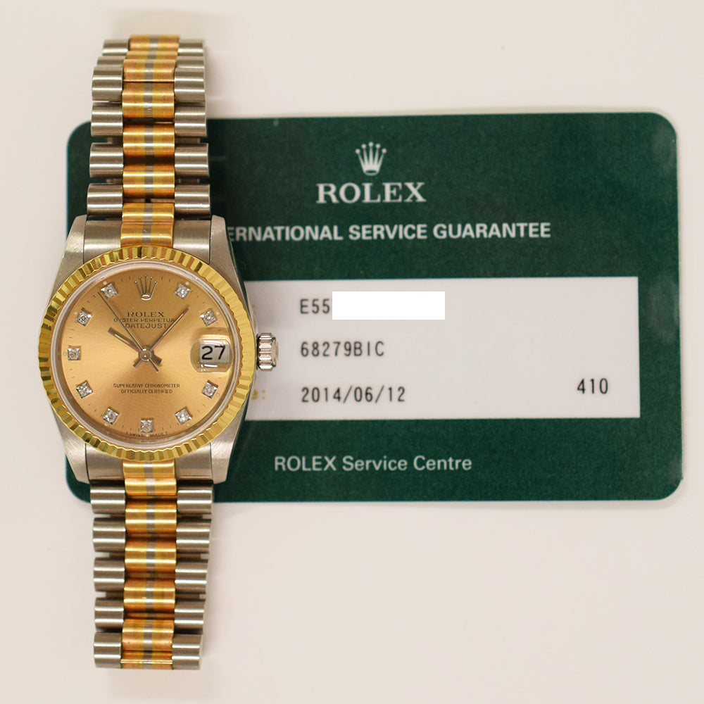 Rolex Datejust 31mm Champagne Diamond Dial 68279BIC