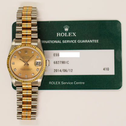 Rolex Datejust 31mm Champagne Diamond Dial 68279BIC
