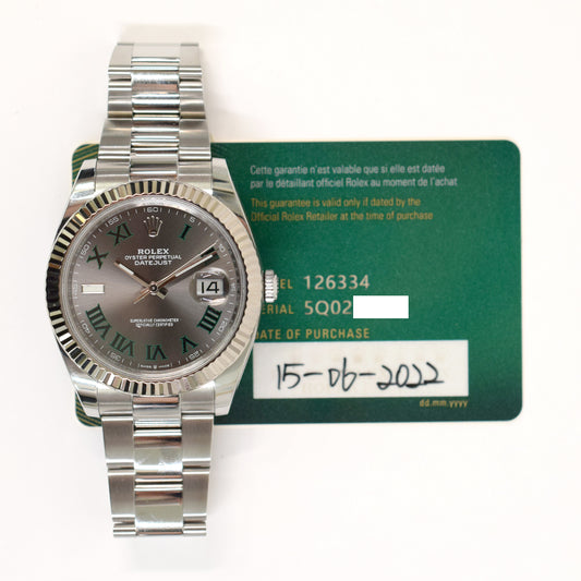 Rolex Datejust 41mm Wimbledon Dial 126334 (2022)