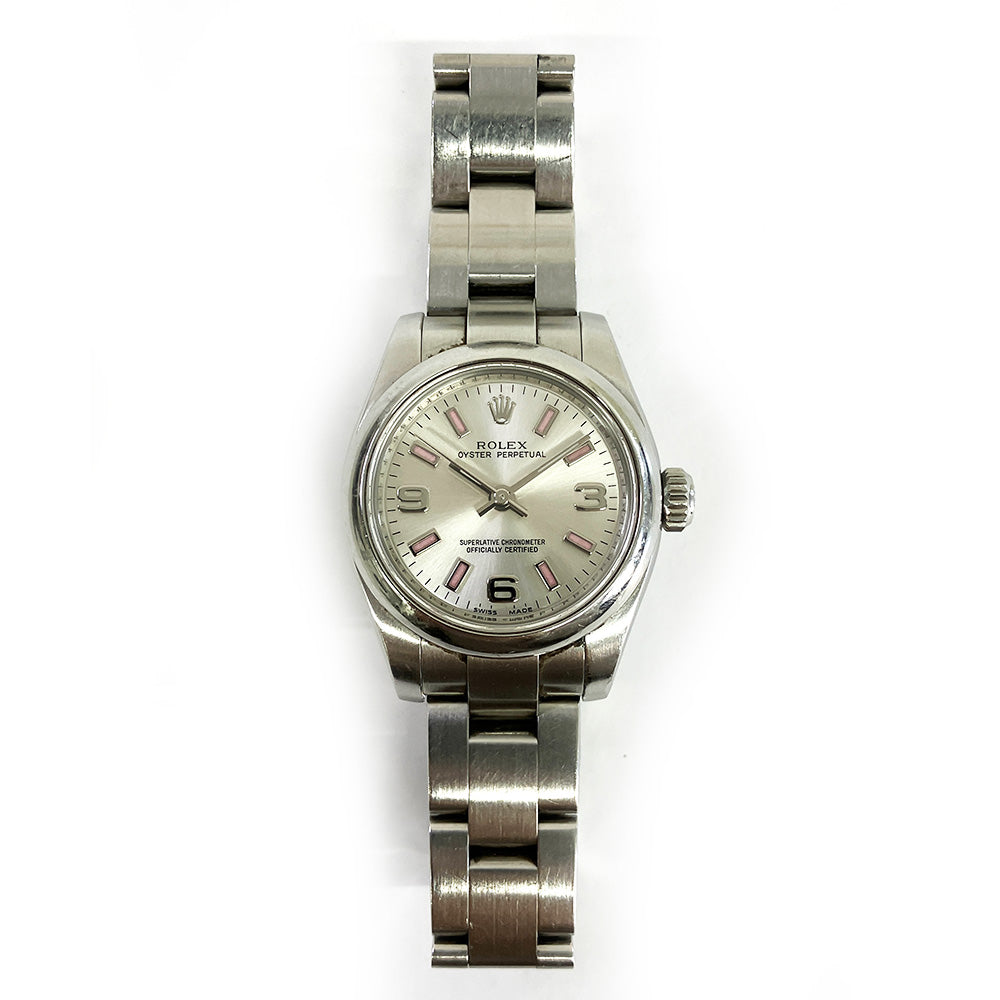 Rolex Oyster Perpetual 26mm Silver Arabic Dial 176200