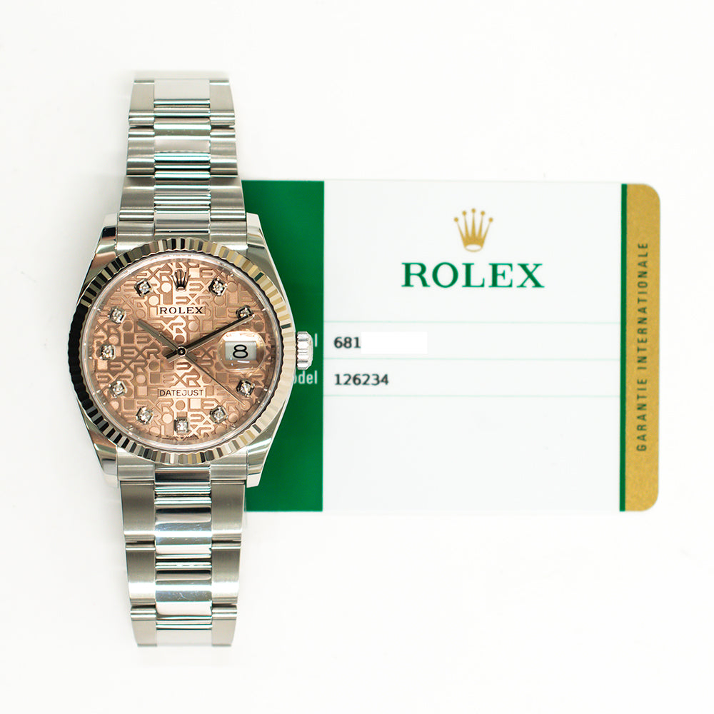 Rolex Datejust 36mm Pink Jubilee Diamond Dial 126234 (2020)