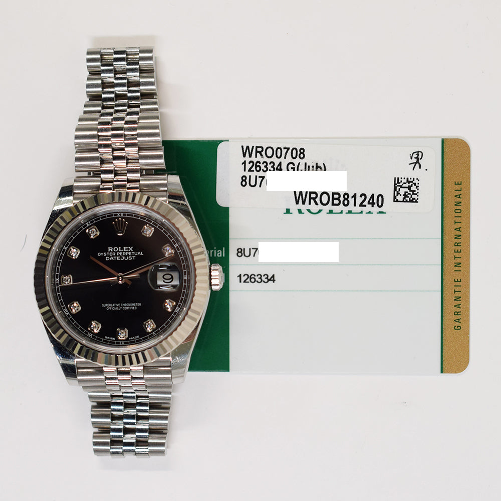 Rolex Datejust 41mm Black Diamond Dial 126334 (2018)