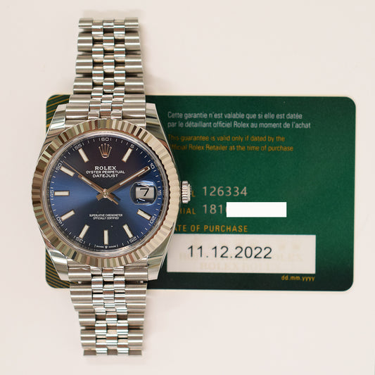 Rolex Datejust 41mm Blue Dial 126334G (2022)
