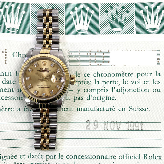 Rolex Lady-Datejust  Champagne Diamond Dial 69173 (1991)