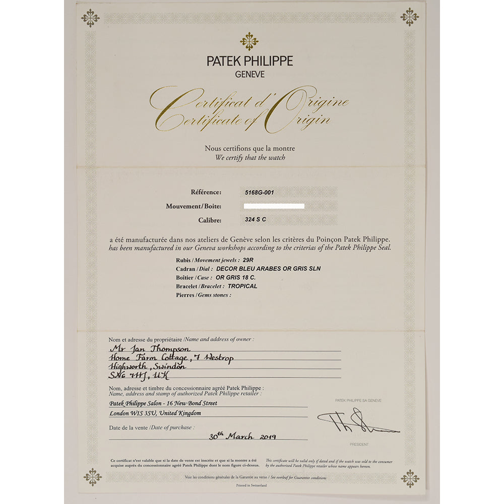 Patek Philippe 5168G-001 (2019)