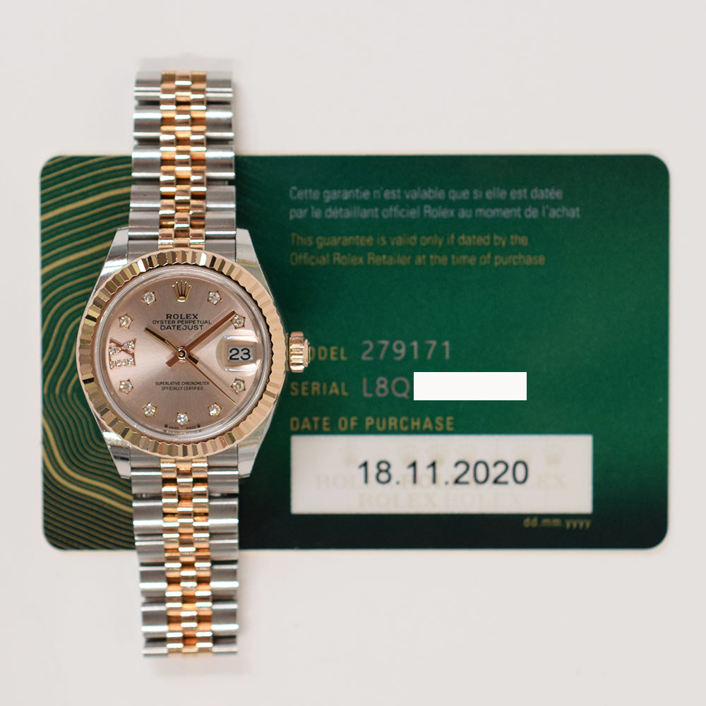 Rolex Lady Datejust 28mm Silver "VI" Diamond Dial 279171G (2020)