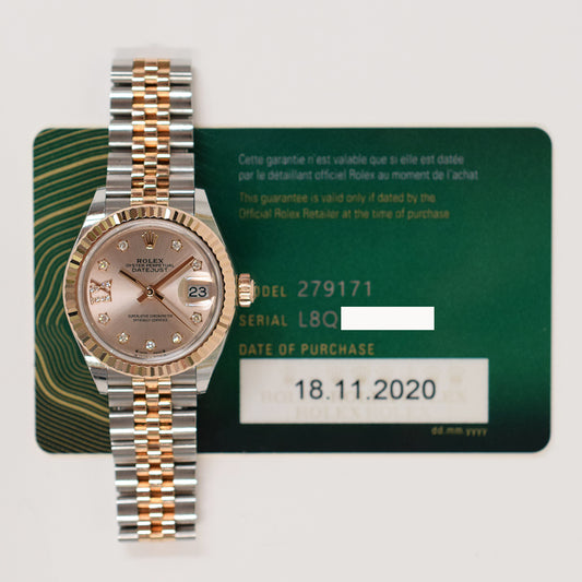 Rolex Lady Datejust 28mm Silver "VI" Diamond Dial 279171G (2020)