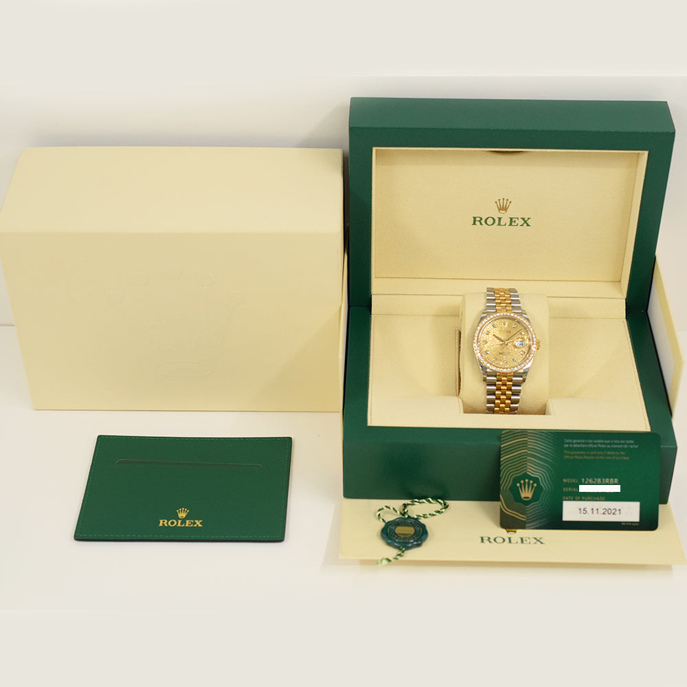 Rolex Datejust 36mm Champagne Jubilee Diamond Dial 126283RBR (2021)