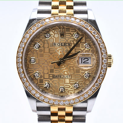 Rolex Datejust 36mm Champagne Jubilee Diamond Dial 126283RBR (2021)