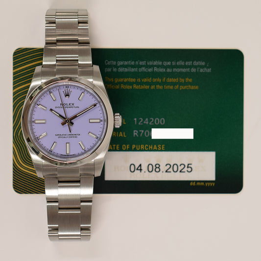 Rolex Oyster Perpetual 34mm Lavender Dial 124200 (2025)