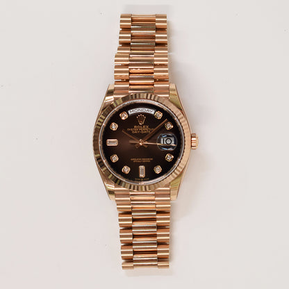 Rolex Day-Date 36mm Brown Ombre Diamond Dial 128235 (2023)