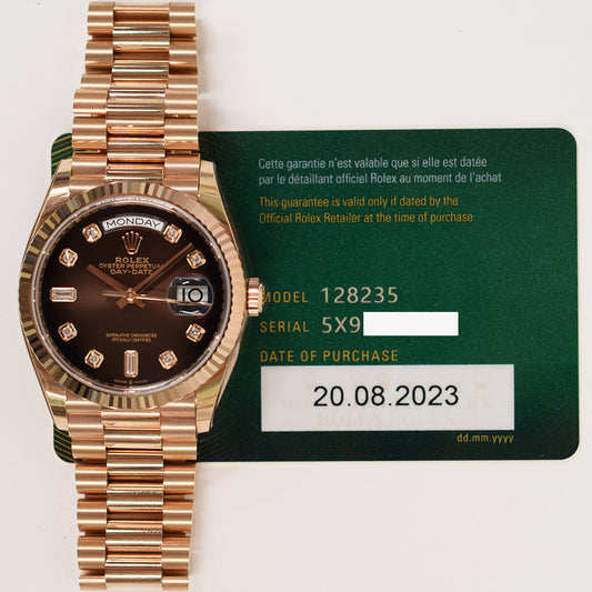 Rolex Day-Date 36mm Brown Ombre Diamond Dial 128235 (2023)