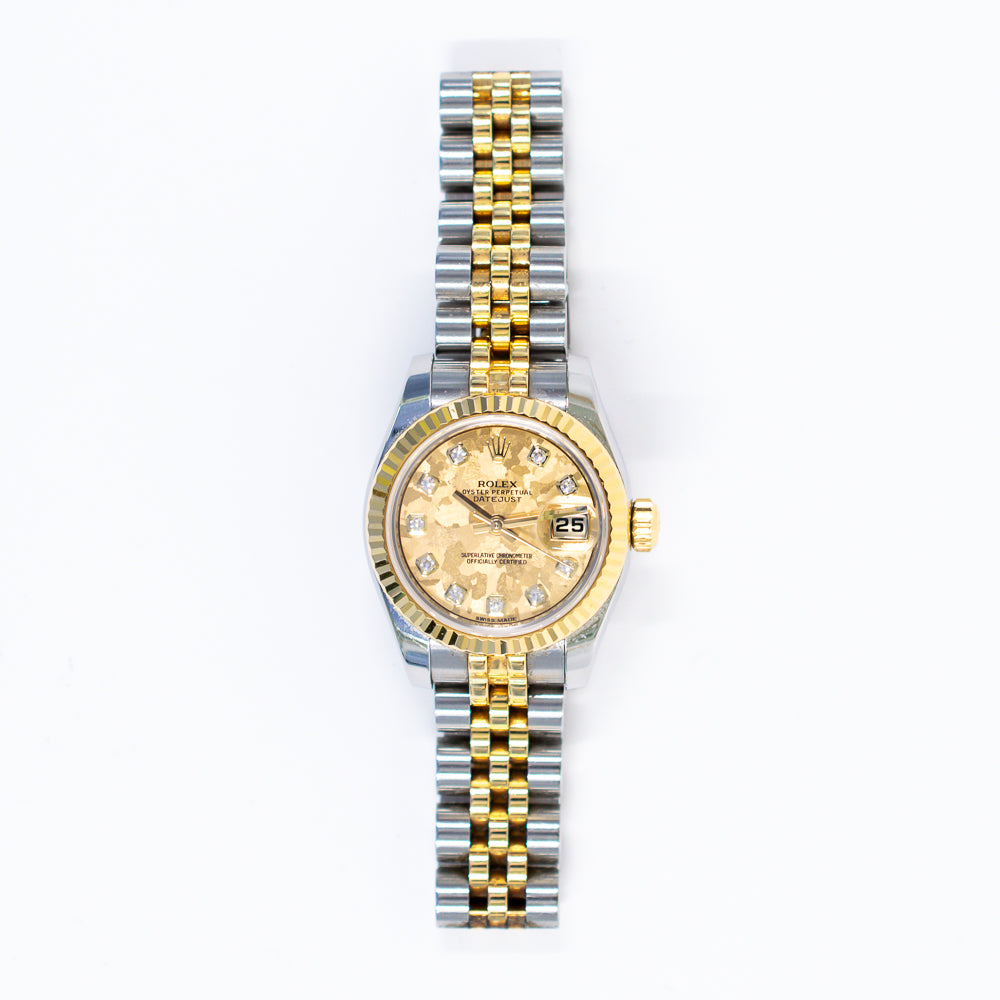 Rolex Lady Datejust 26mm Gold Crystal Diamond Dial 179173G (2014)