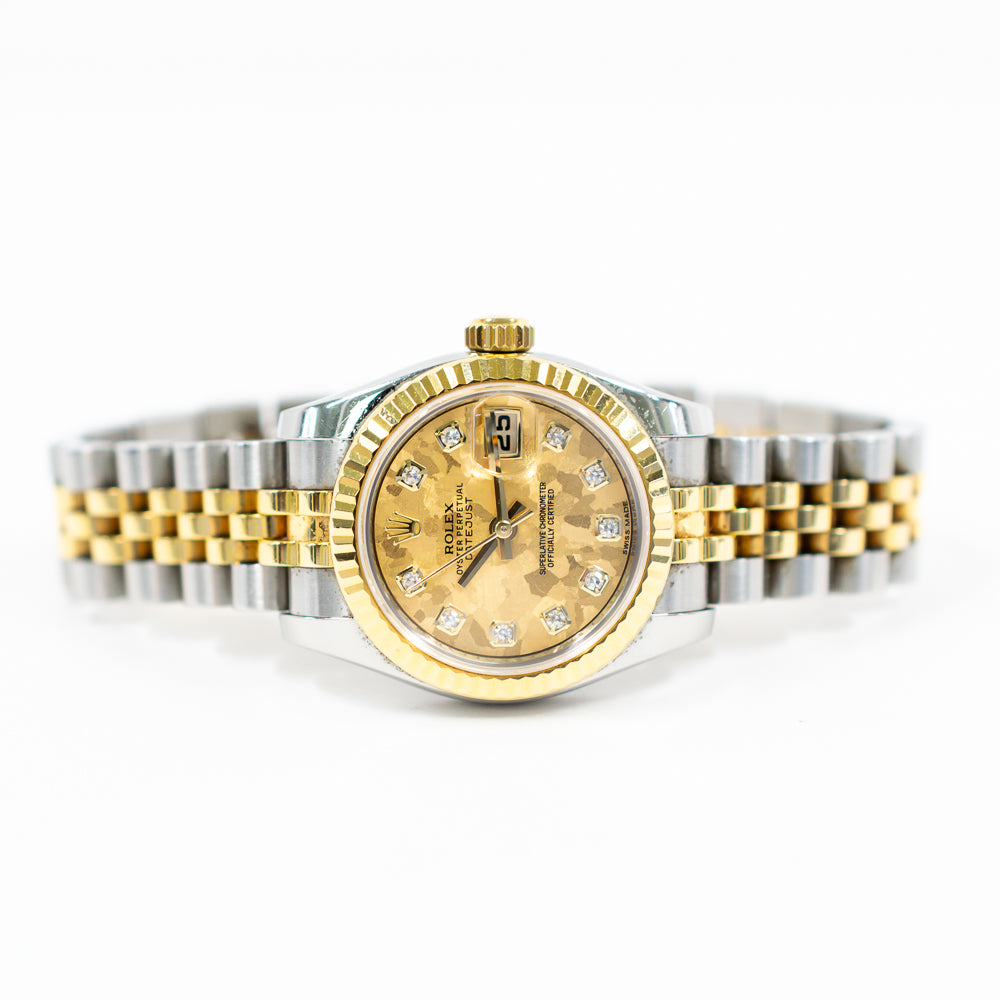Rolex Lady Datejust 26mm Gold Crystal Diamond Dial 179173G (2014)