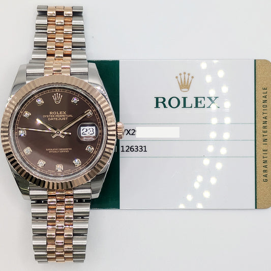 Rolex Datejust 41mm Chocolate Diamond Dial 126331 (2017)