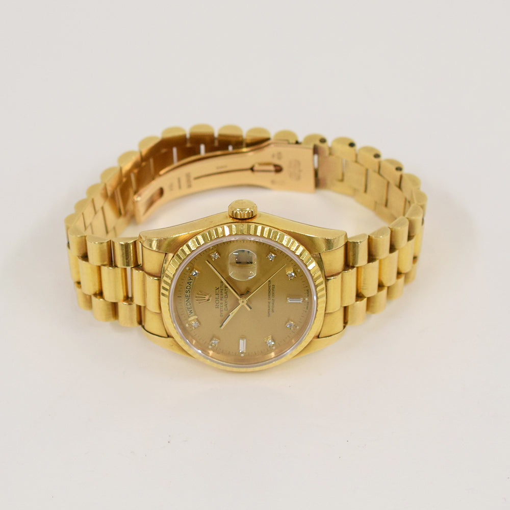 Rolex Day-Date 36mm Champagne Diamond 18238A (1990)