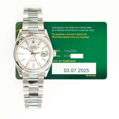 Rolex Datejust 36mm  Silver Dial 126200 (2025)
