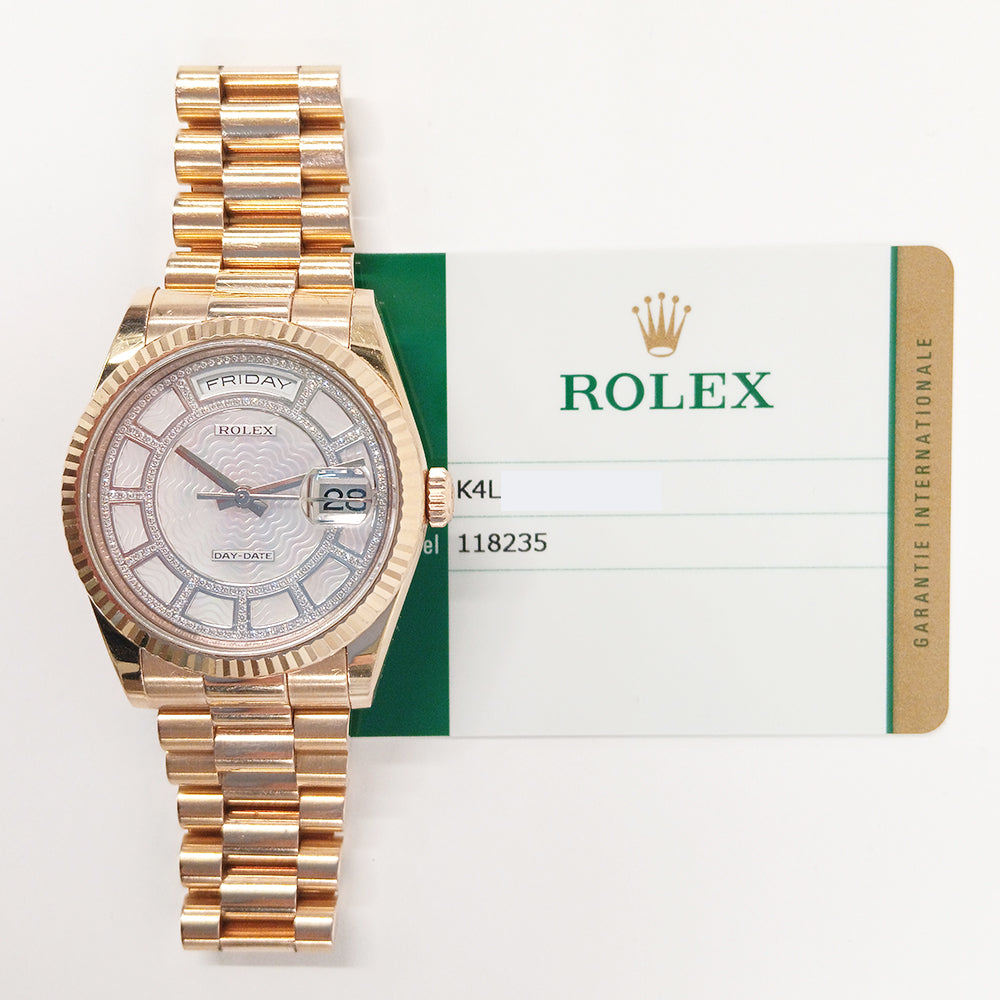 Rolex Day-Date 36mm Carousel Pink Mop Diamond Dial 118235 (2014)