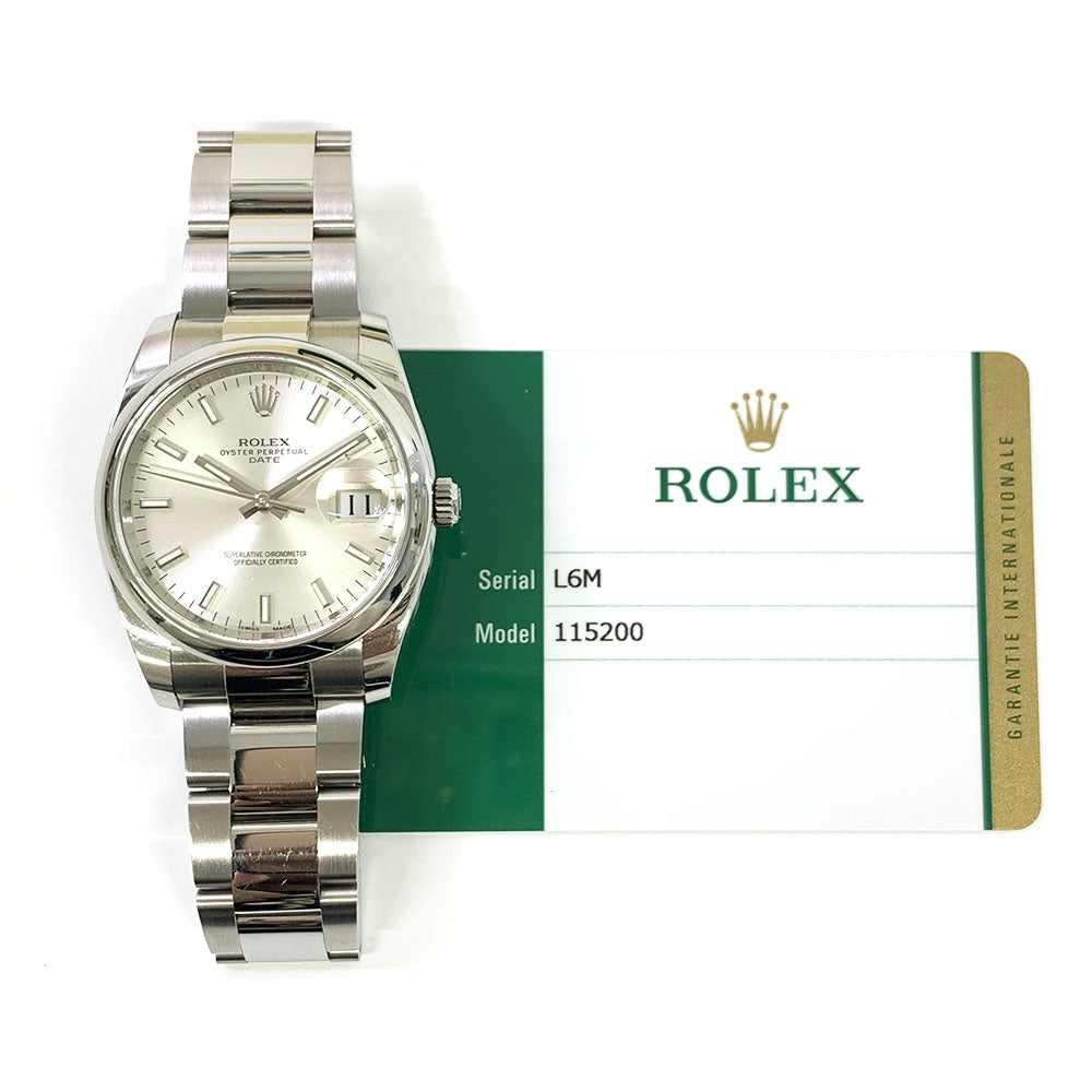 Rolex Oyster Perpetual 34mm Silver Dial 115200