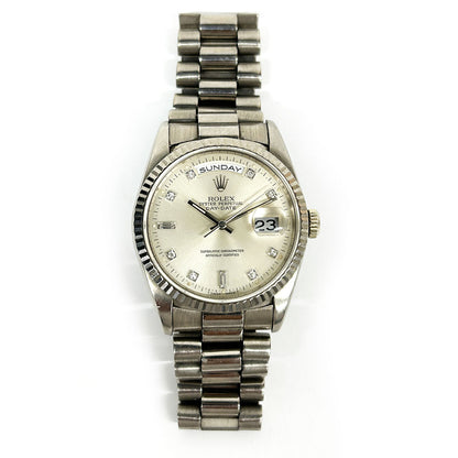 Rolex Day-Date 36mm Silver Diamond Dial 18239