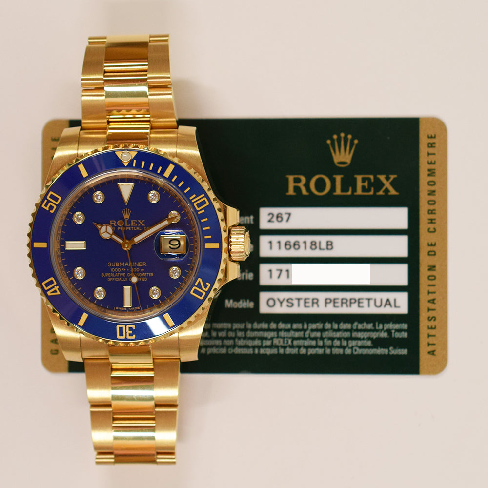 Rolex Submariner Date 40mm Blue Diamond Dial 116618GLB