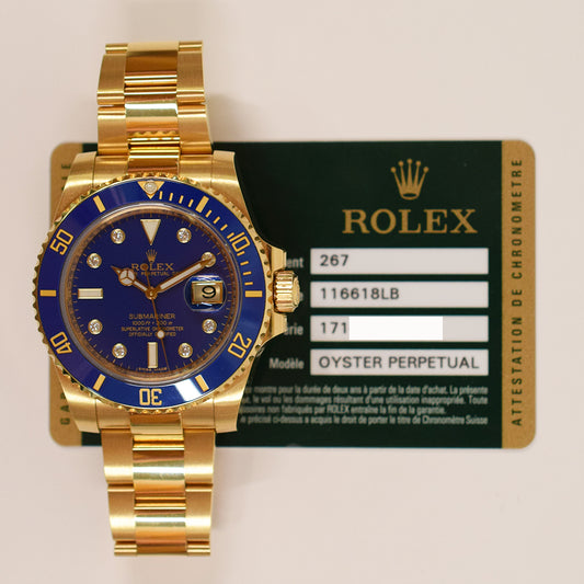 Rolex Submariner Date 40mm Blue Diamond Dial 116618GLB