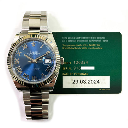 Rolex Datejust 41mm Blue Roman Dial Oyster 126334