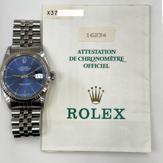Rolex Datejust 36mm Bue Dial 16234 (1994)
