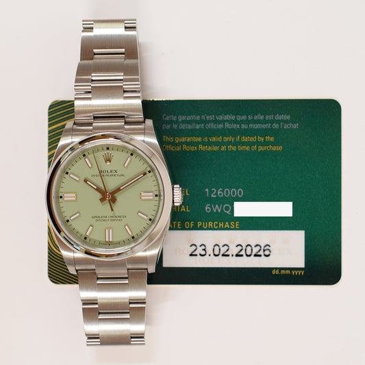 Rolex Oyster Perpetual 36mm Pistachio Dial 126000 (2026)