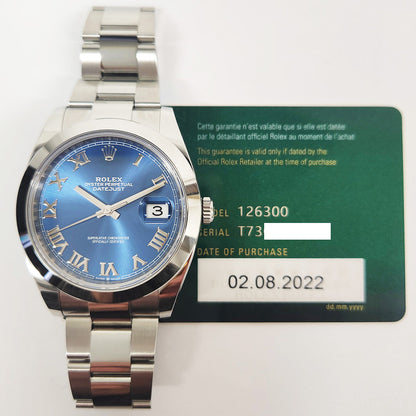 Rolex Datejust 41mm Blue Roman Dial 126300